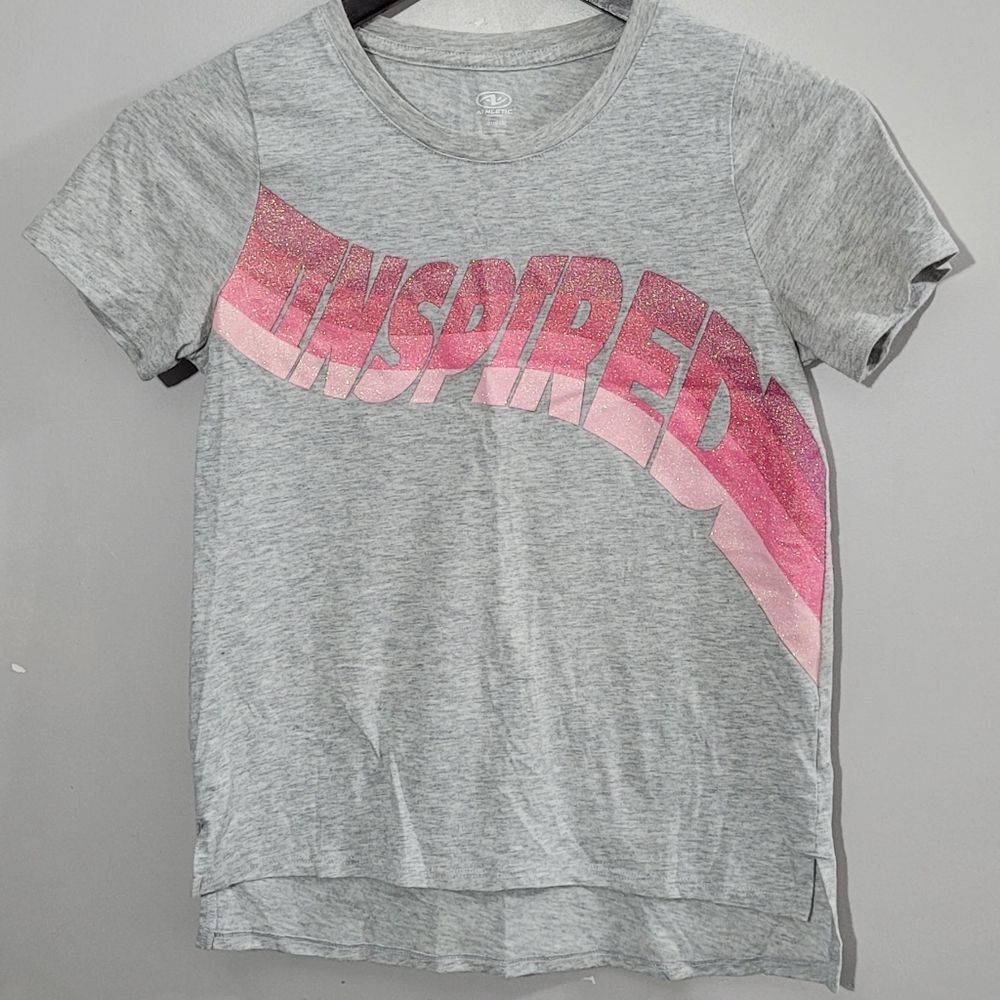 Athletic works L 10/12 gray graphic short sleeve tee shirt
